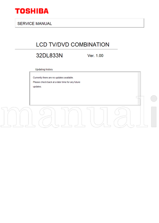 Toshiba 32DL833N (23 pages) TV Service Manual