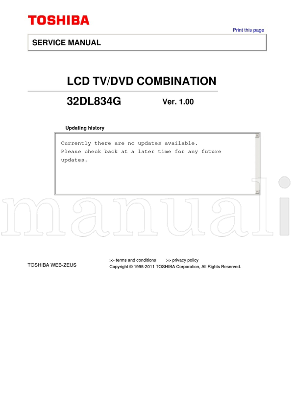 Toshiba 32DL834G 1995-2011 (28 pages) TV Service Manual