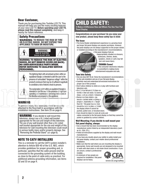 Toshiba 32DT1U 40FT1U HDA51F4010I (58 pages) TV Operating Manual