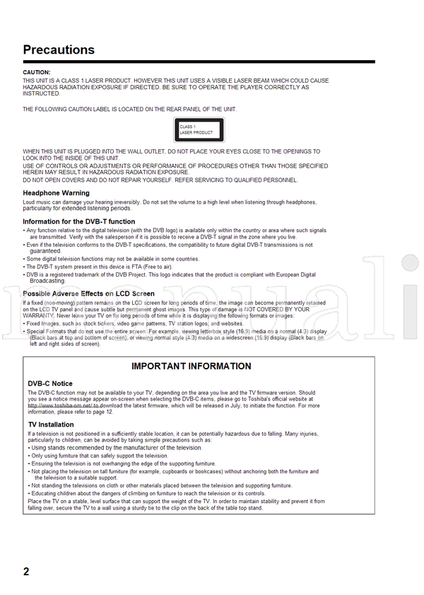 Toshiba 32DV733R (91 pages) TV/DVD Combo Operating Manual