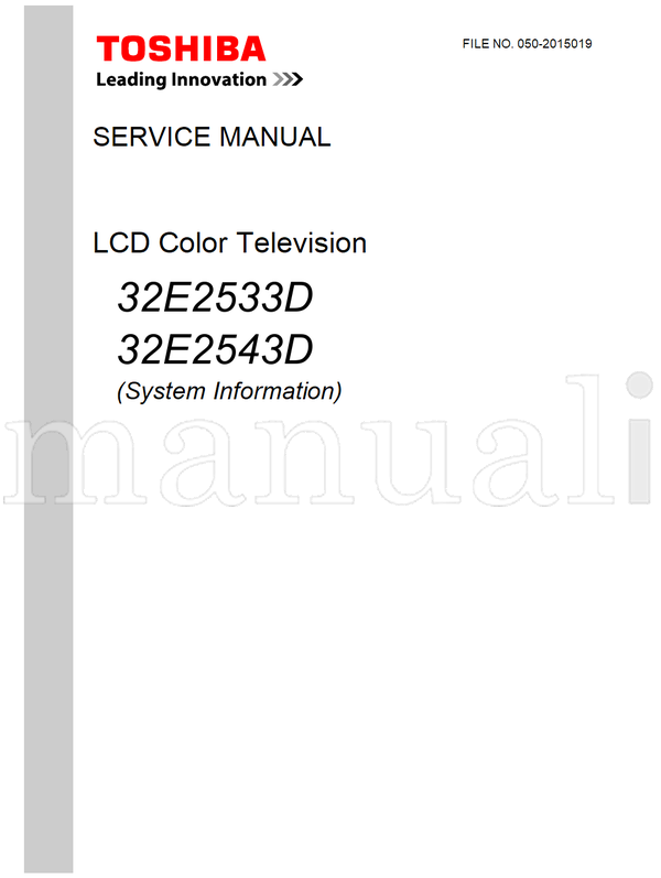 Toshiba 32E2533D 32E2543D 050-2015019 (34 pages) TV Service Manual