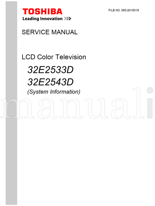 Toshiba 32E2533D 32E2543D 050-2015019 (34 pages) TV Service Manual
