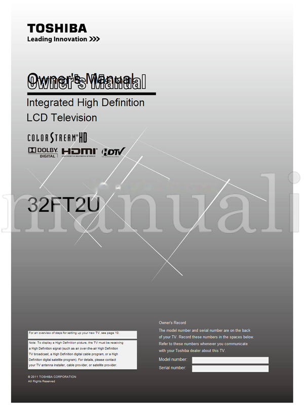 Toshiba 32FT2U (60 pages) TV Operating Manual