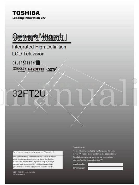 Toshiba 32FT2U (60 pages) TV Operating Manual