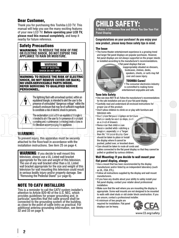 Toshiba 32FT2U (60 pages) TV Operating Manual