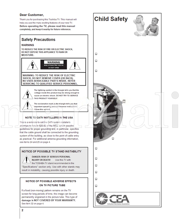Toshiba 32HF72 36HF72 23565661 (55 pages) TV Operating Manual