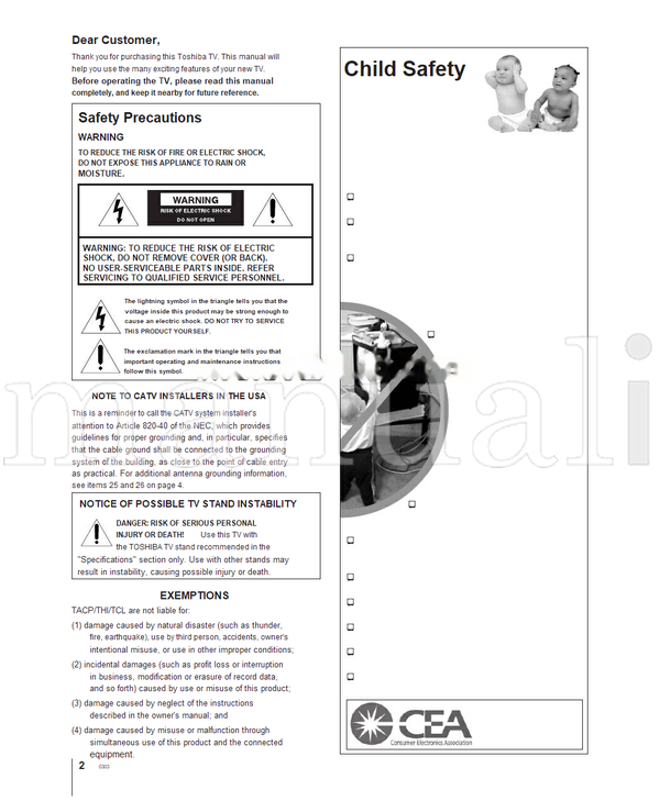 Toshiba 32HF73 36HF73 23565661 (59 pages) TV Operating Manual