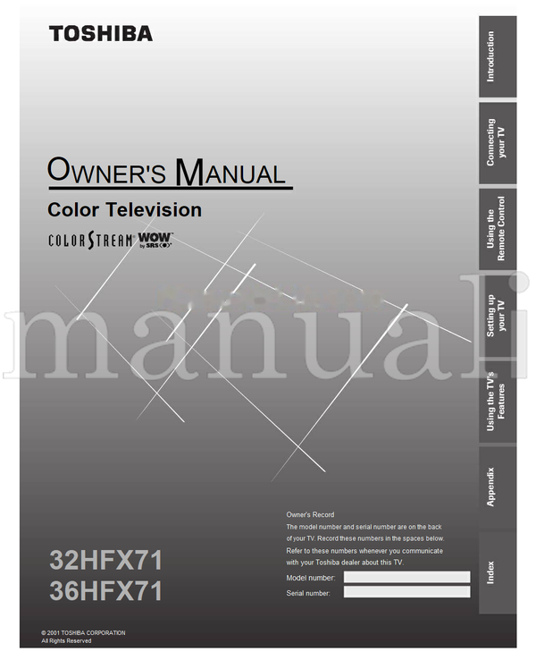 Toshiba 32HFX71 36HFX71 (56 pages) TV Operating Manual