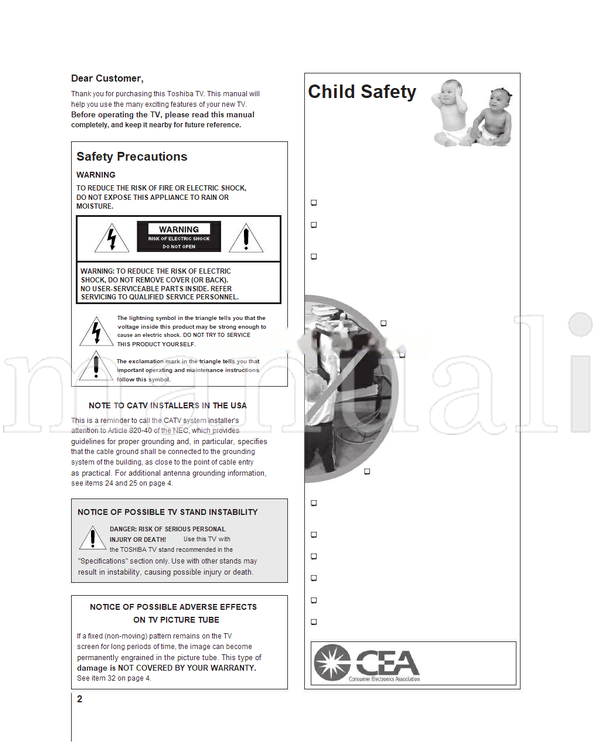 Toshiba 32HFX72 36HFX72 23565643 (58 pages) TV Operating Manual