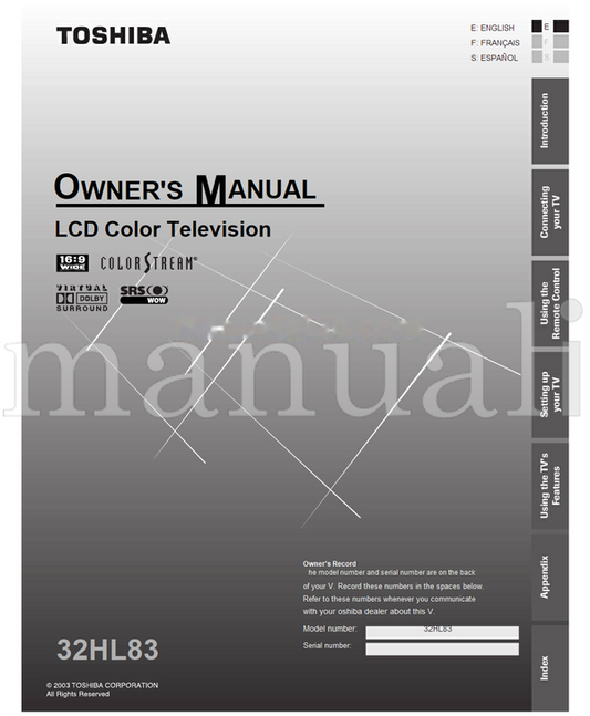 Toshiba 32HL83 (66 pages) TV Operating Manual