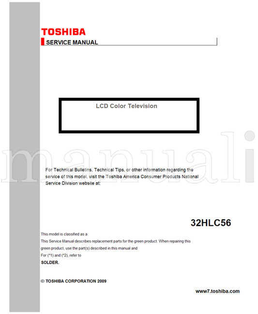 Toshiba 32HLC56 (19 pages) TV Service Manual