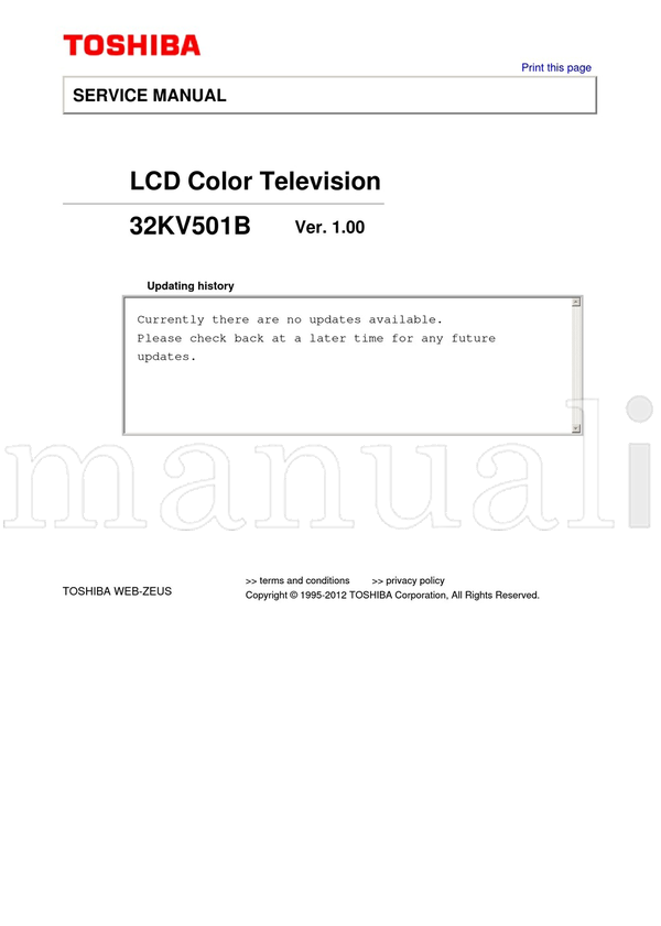Toshiba 1995-2012 (67 pages) TV Service Manual