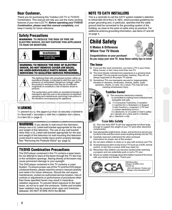 Toshiba 32LV17 32LV17U 32LV37 32LV37U VX1A000423A0 (78 pages) TV Operating Manual