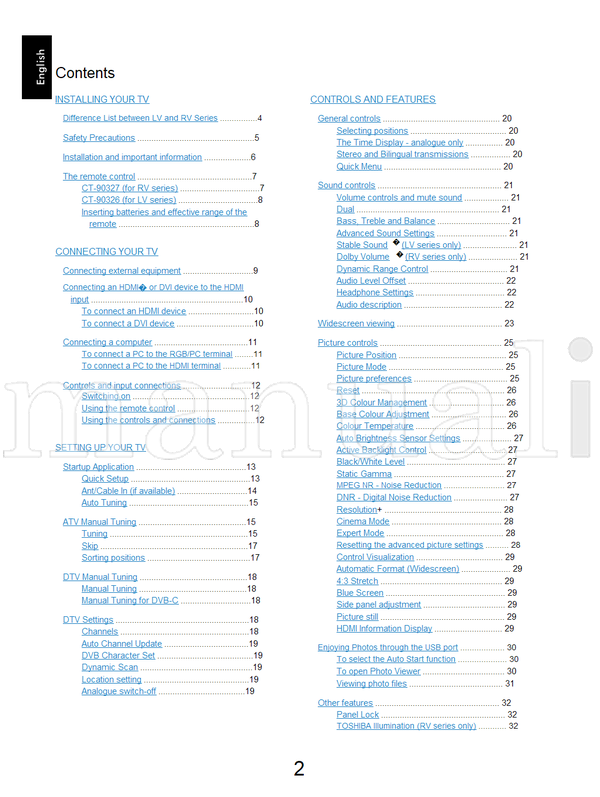 Toshiba RV6**D LV6**D (52 pages) TV Operating Manual