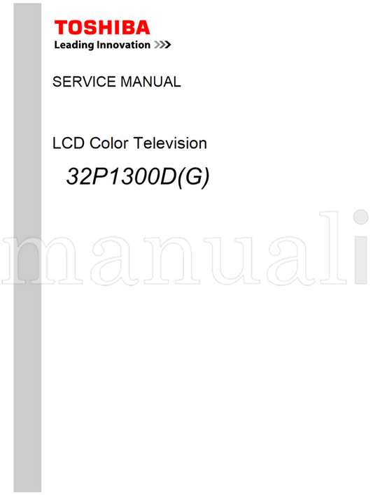 Toshiba 32P1300D (66 pages) TV Service Manual