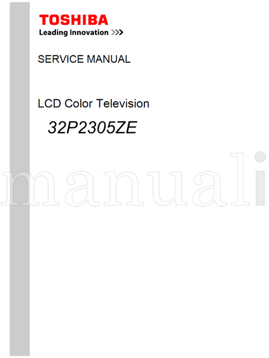 Toshiba 32P2305ZE (26 pages) TV Service Manual