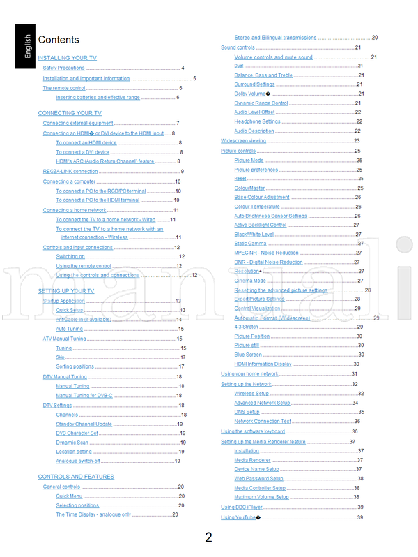 Toshiba RL85* (76 pages) TV Operating Manual