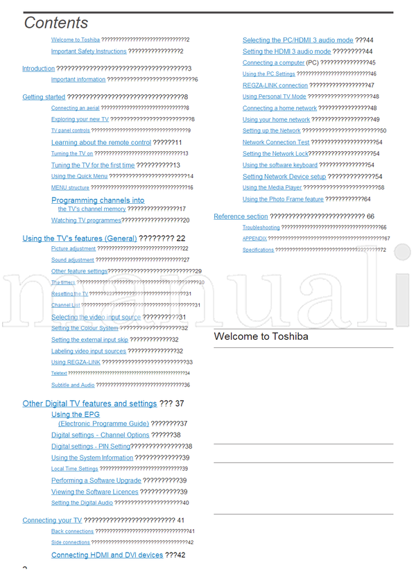 Toshiba 32SL800A 42SL800A 46SL800A VX1A00211100 (76 pages) TV Operating Manual