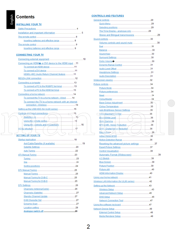 Toshiba SL86* UL86* (102 pages) TV Operating Manual
