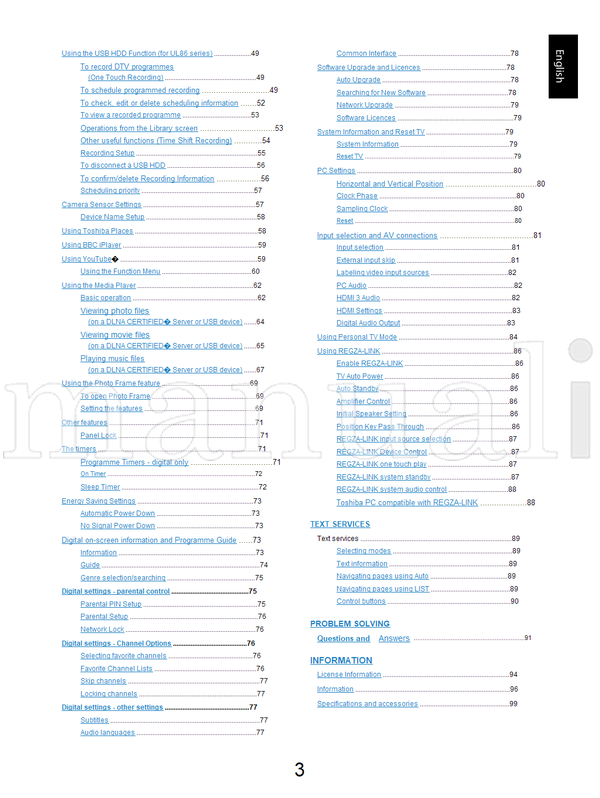 Toshiba SL86* UL86* (102 pages) TV Operating Manual