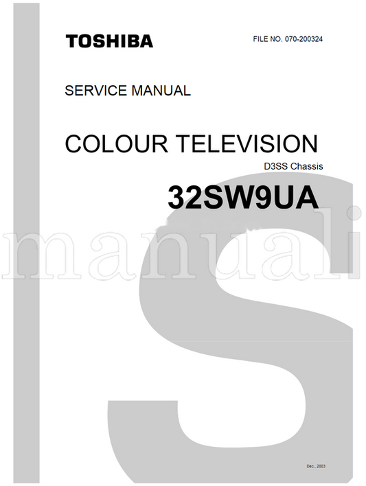 Toshiba 070-200324 32SW9UA (123 pages) TV Service Manual