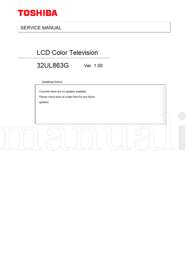 Toshiba 32UL863G (132 pages) TV Service Manual