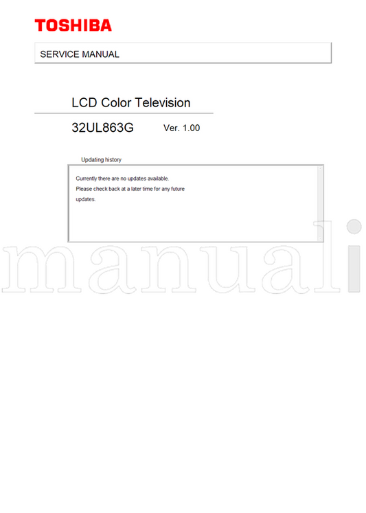 Toshiba 32UL863G (132 pages) TV Service Manual