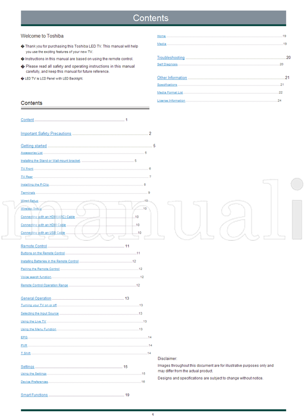 Toshiba 32V35KP 32E35KP 43V35KP 43E35KP ES-A21080Z-1 (25 pages) TV Operating Manual