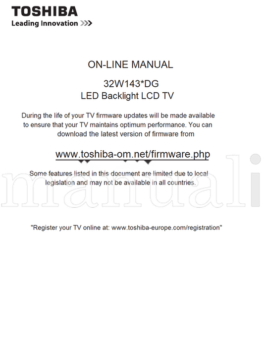 Toshiba 32W143*DG (46 pages) TV Operating Manual