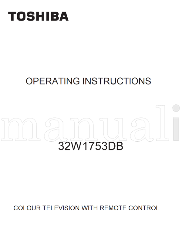 Toshiba 32W1753DB (29 pages) TV Operating Manual