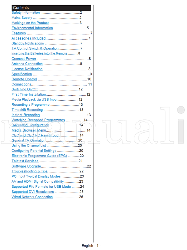 Toshiba 32W1753DB (29 pages) TV Operating Manual