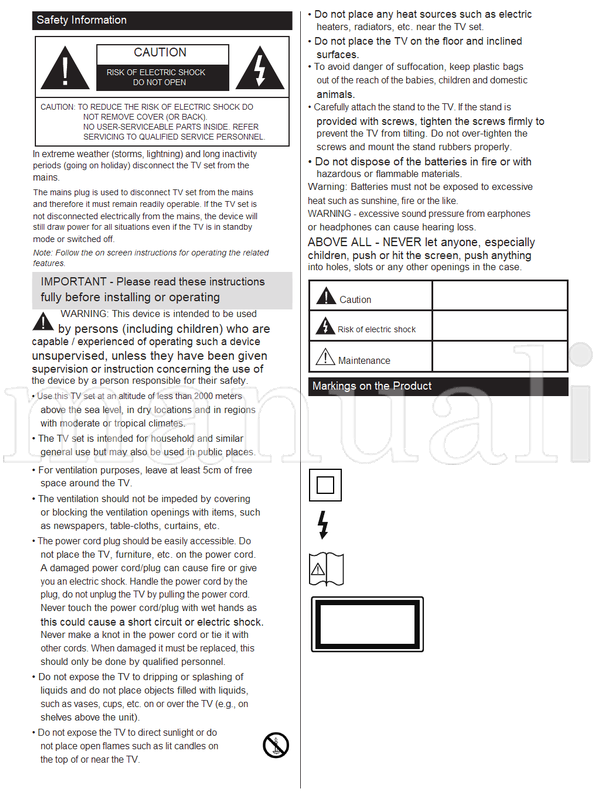 Toshiba 32W1863DG (31 pages) TV Operating Manual