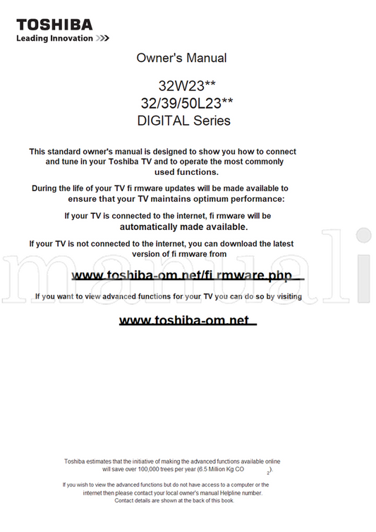 Toshiba 32W23** 50L23** (66 pages) TV Operating Manual
