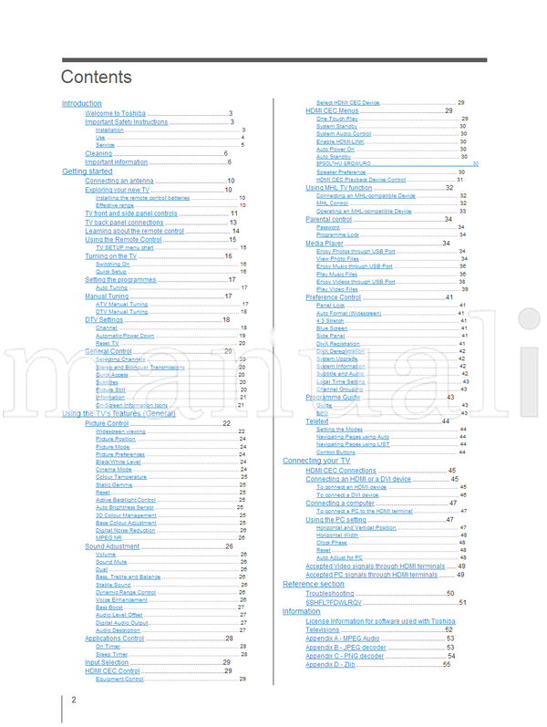 Toshiba 32W2300A 39L2300A 50L2300A 5HFRUG 5HIHU 0RGHO 6HULDO (56 pages) TV Operating Manual