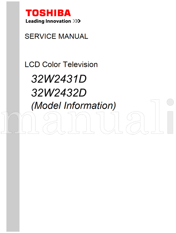 Toshiba 32W2431D 32W2432D (51 pages) TV Service Manual