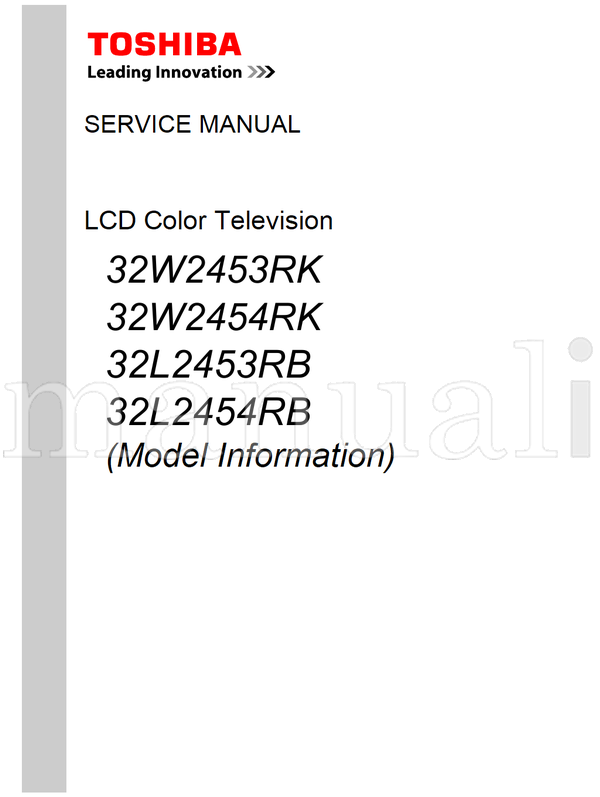Toshiba 32W2453RK 32W2454RK 32L2453RB 32L2454RB (52 pages) TV Service Manual