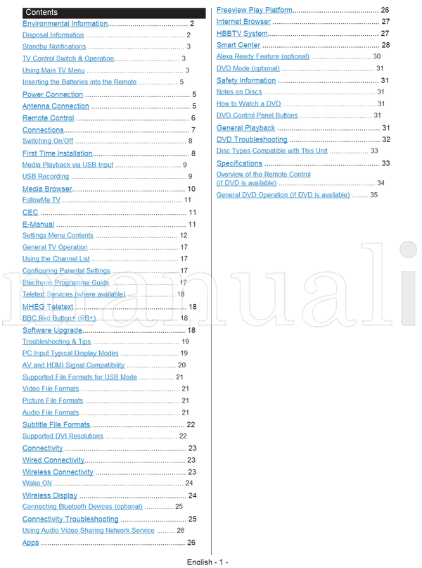 Toshiba 32W2863DA (36 pages) TV Operating Manual