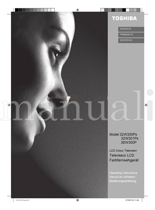 Toshiba 32W300Ps 32W301Ps 26W300P 92111 (37 pages) TV Operating Manual