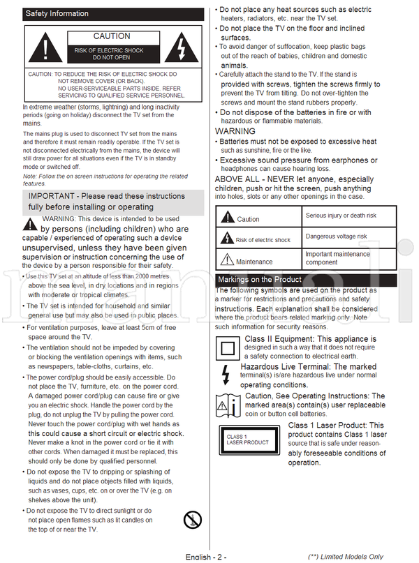 Toshiba 32WL2C Series (50 pages) TV Operating Manual