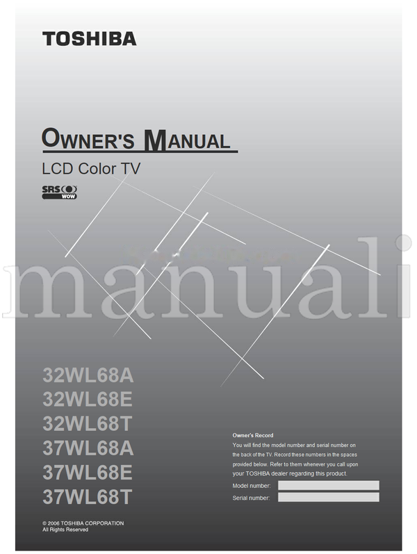 Toshiba 32WL68A 32WL68E 32WL68T 37WL68A 37WL68E 37WL68T (32 pages) TV Operating Manual