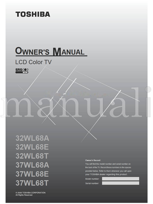 Toshiba 32WL68A 32WL68E 32WL68T 37WL68A 37WL68E 37WL68T (32 pages) TV Operating Manual