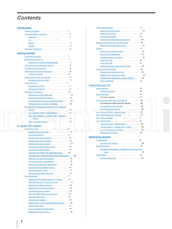 Toshiba 32WL68A 32WL68E 32WL68T 37WL68A 37WL68E 37WL68T (32 pages) TV Operating Manual