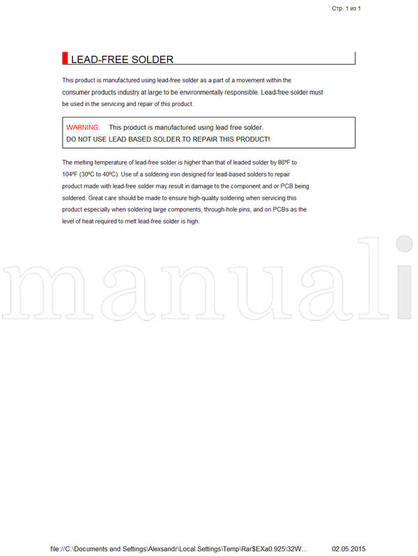 Toshiba 32WLG66s (161 pages) TV Service Manual
