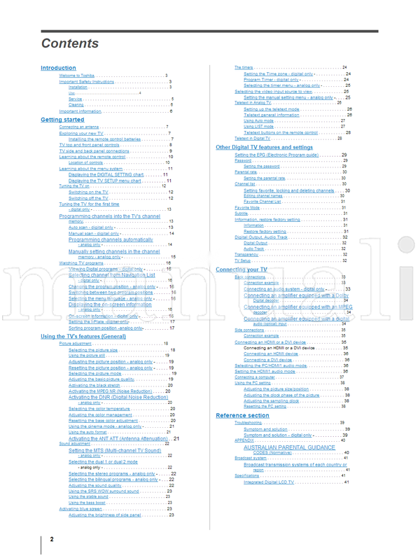 Toshiba 32WLT66A 37WLT66A 42WLT66A 47WLT66A VX1A000109A0 (44 pages) TV Operating Manual
