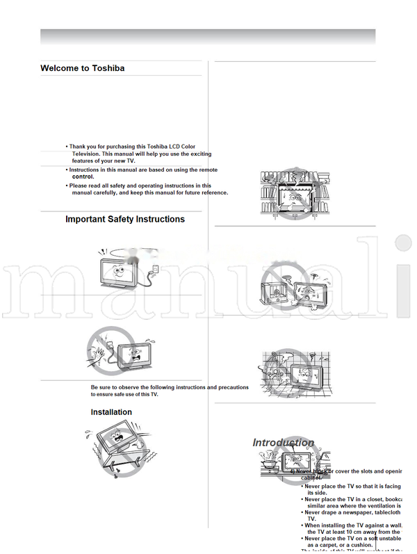 Toshiba 32WLT66A 37WLT66A 42WLT66A 47WLT66A VX1A000109A0 (44 pages) TV Operating Manual