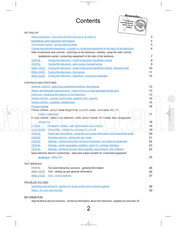 Toshiba 32YT56 (32 pages) TV Operating Manual
