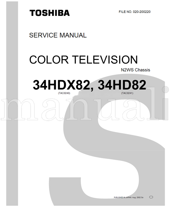 Toshiba 020-200220 34HDX82 34HD82 (44 pages) TV Service Manual