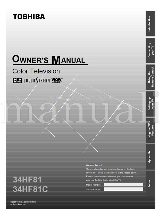 Toshiba 34HF81 34HF81C (56 pages) TV Operating Manual