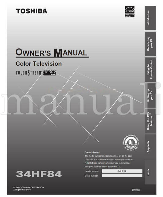 Toshiba 34HF84 23566340 (64 pages) TV Operating Manual