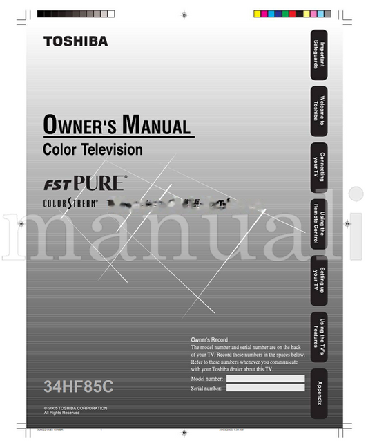 Toshiba 34HF85C (44 pages) TV Operating Manual
